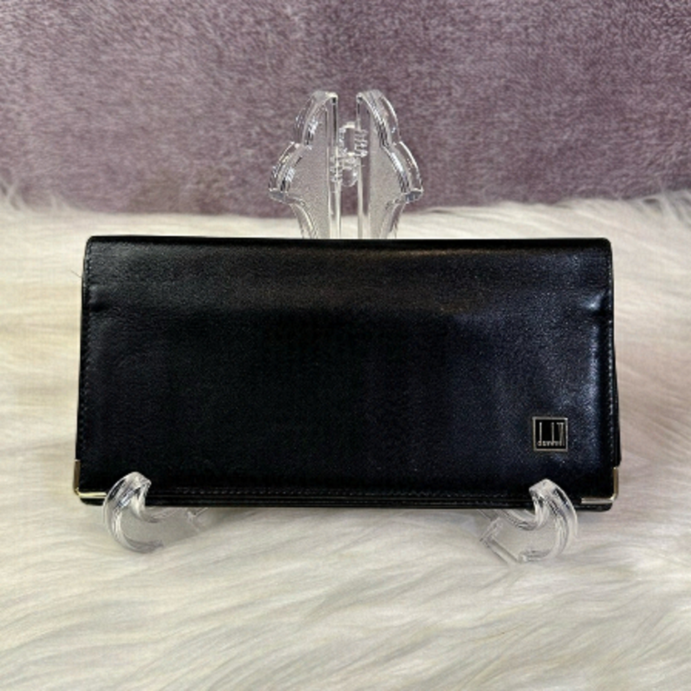 DUNHILL mens leather long wallet in black